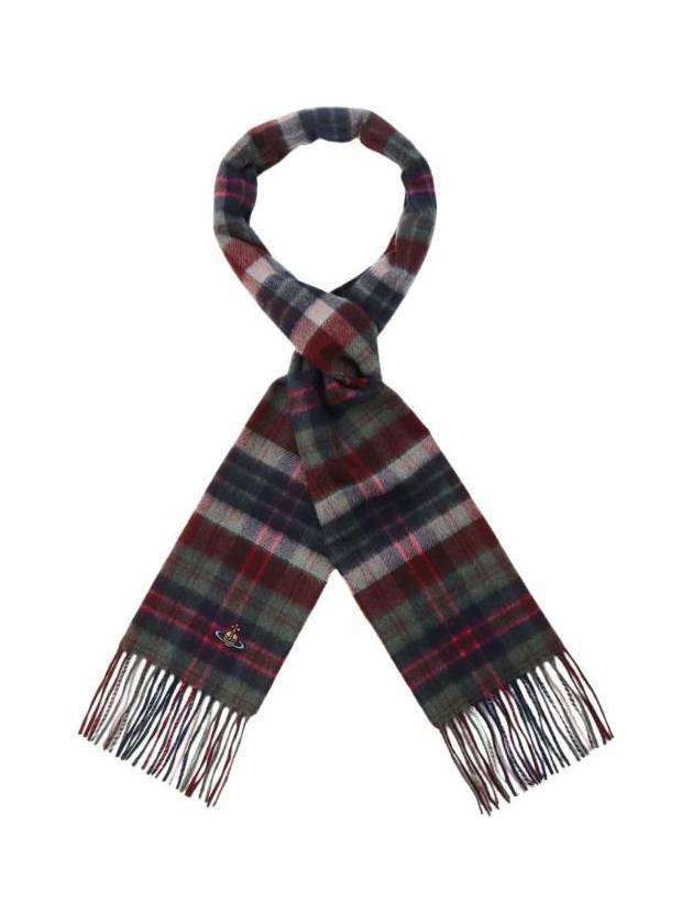 비비안 웨스트우드 타탄 캐시미어 머플러 카키 2404150103