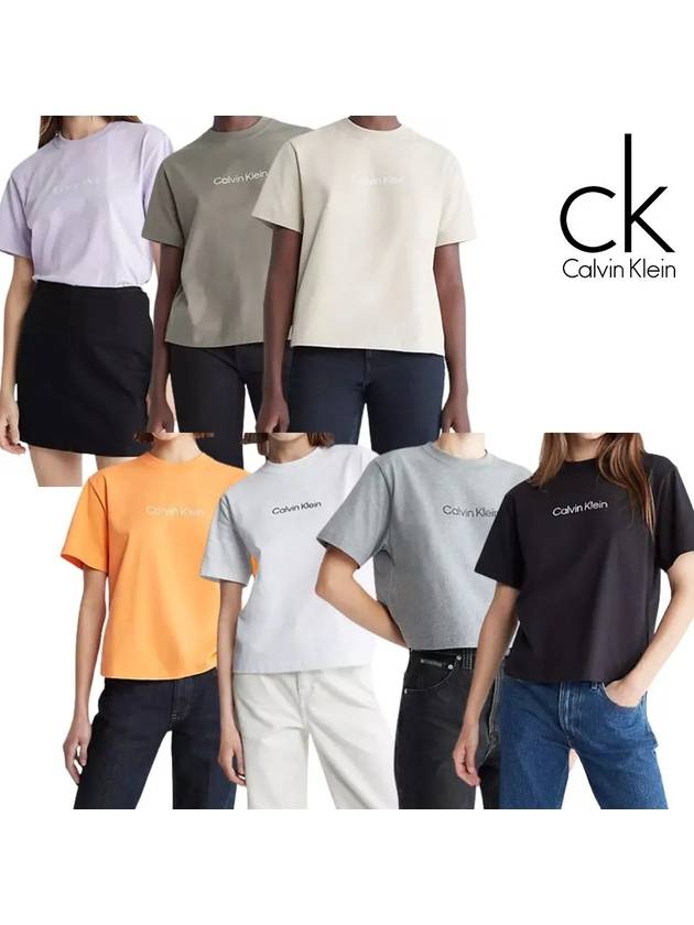 캘빈클라인 여성 스탠다드 로고 크루넥 탑 반팔티셔츠 7컬러