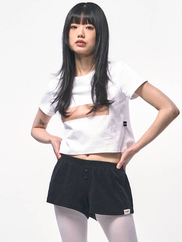 씨웨어 페이크 언더붑 크롭 티셔츠