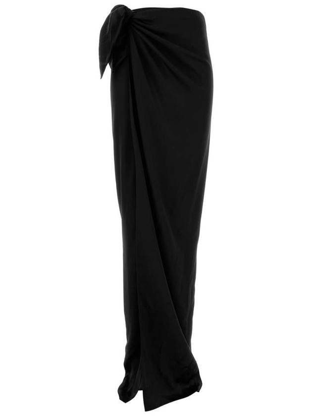 발렌시아가 랩 새틴 H라인 스커트 블랙