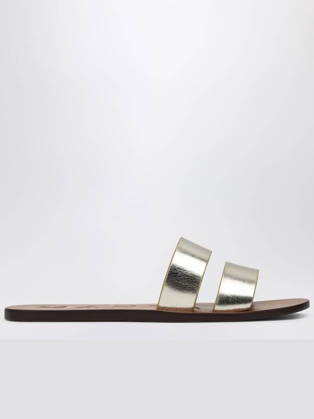 Manebi Platinum colored strap sandals in leather