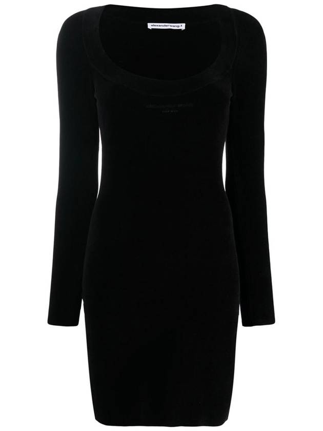 23 F W 알렉산더 왕 블랙 코튼 블렌드 로고 미니 드레스 4KC4236001001 B0480826976