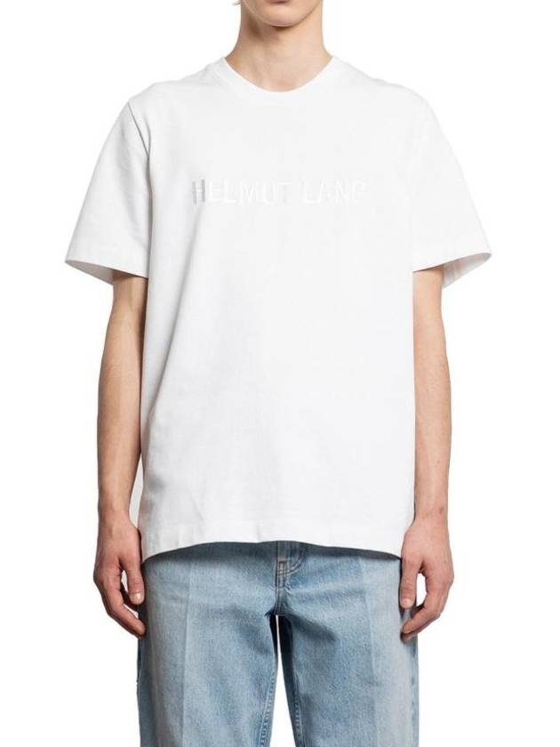 헬무트랭 엠브로이드 로고 반팔 티셔츠 화이트