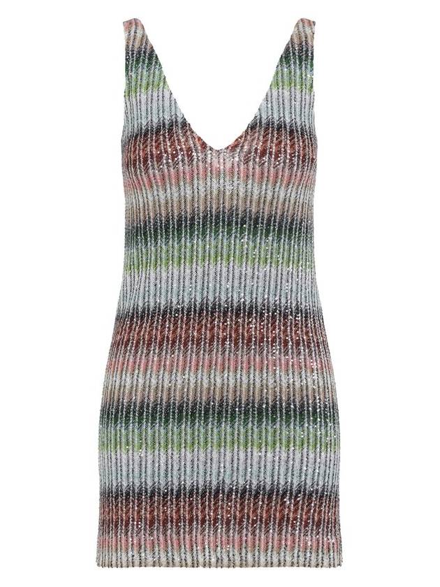 미소니 그래디언트 지그재그 니트 롱 버스티에 점프수트