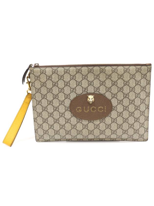 구찌 473956 GG 수프림 캔버스 네오 빈티지 스트랩 파우치 클러치