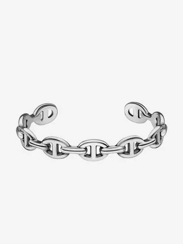 W 에르메스 미디움 샹달 엔체이니 브레이슬릿 스털링 실버 W Hermes Medium Chaine D'ancre Enchainee Bracelet Sterling Silver