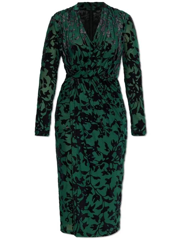 Diane von Furstenberg 올오버 패턴 V 넥 드레스 DVFDW4S0070_OVHGN