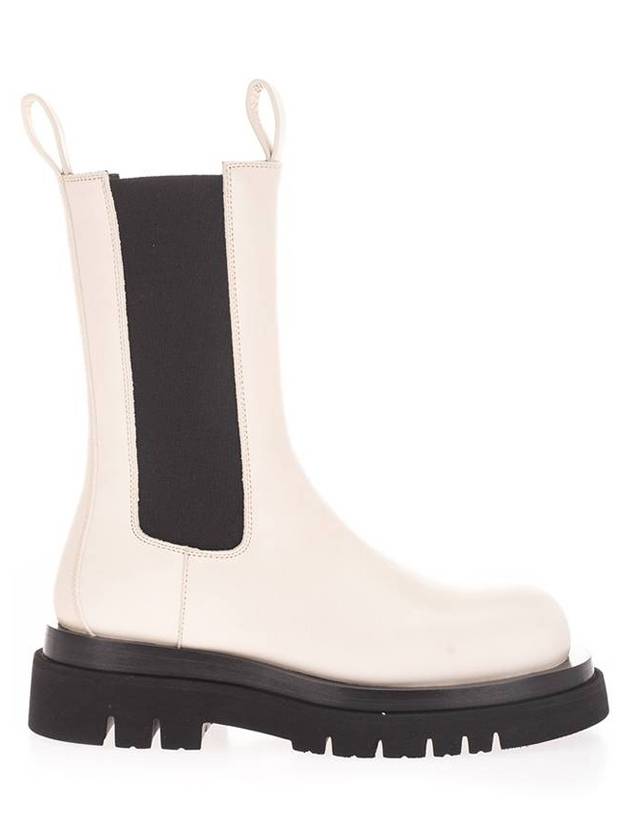 보테가베네타 러그 레더 첼시 부츠 아이보리