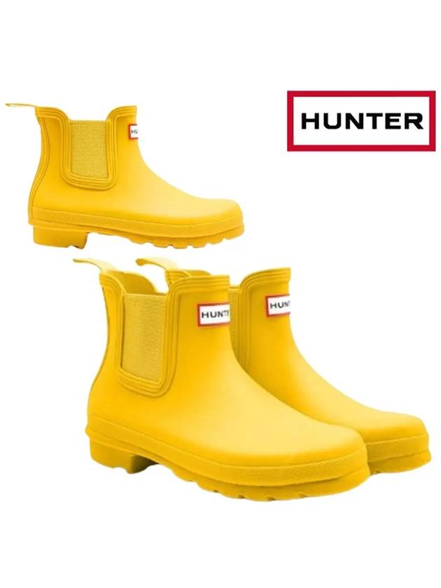 헌터 부츠 오리지널 로고 첼시 레인부츠 옐로우