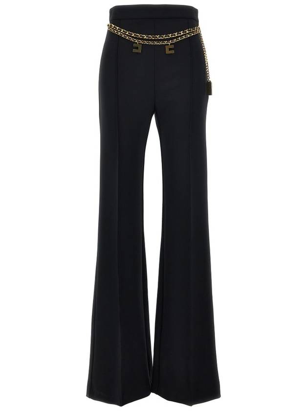 Elisabetta Franchi 벨트 스트레치 크레이프 팔라초 팬츠