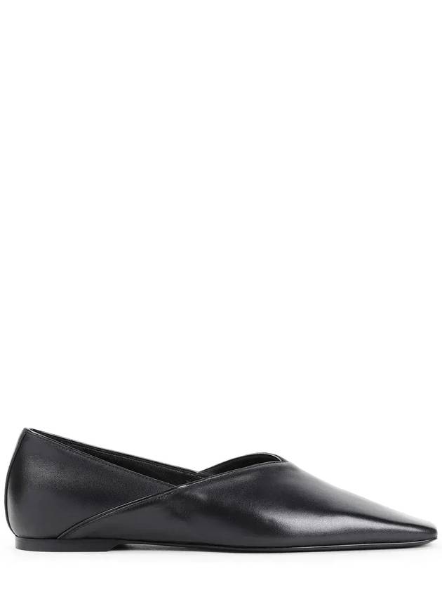 토템 스퀘어 토 플랫 슈즈 244WAS2759LE0014_001BLACK