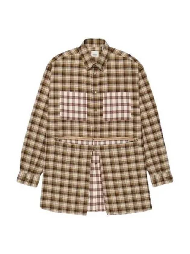 버버리 지퍼 헴 체크 플란넬 셔츠 다크 올리브 체크 Burberry Zipped Hem Check Flannel Shirt Dark Olive Check
