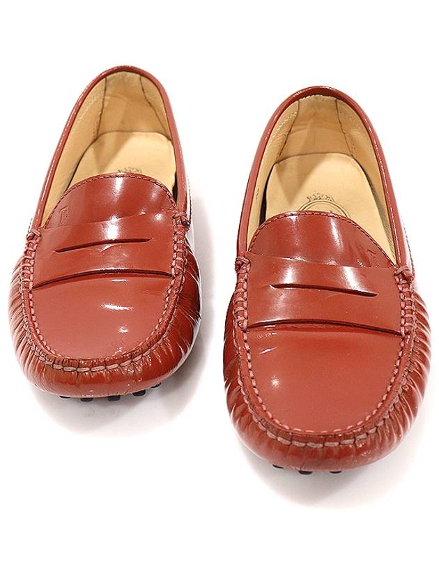 레드 브라운 페이던트 고미노 모카신 드라이빙 여성 로퍼 35.5