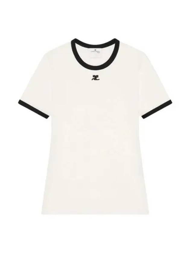 W 꾸레쥬 시그니처 콘트라스트 티셔츠 헤리티지 화이트 블랙 W Courreges Signature Contrast T Shirt Heritage White Black