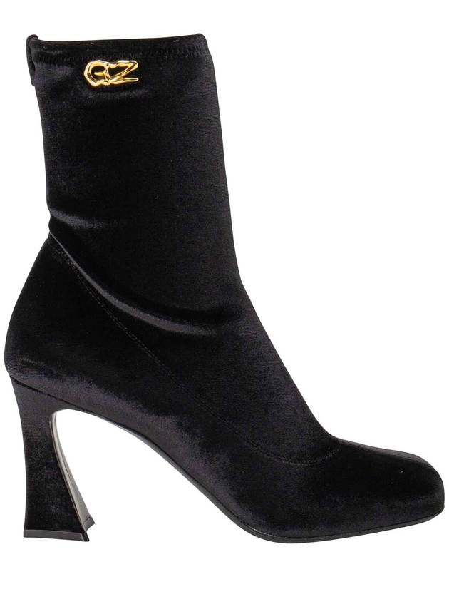 Giuseppe Zanotti Metallic Logo Velvet Ankle Boots
