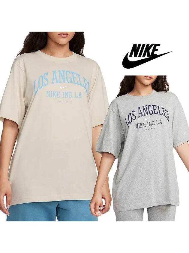 나이키 반팔 여성 로스엔젤레스 로고 탑 티셔츠 2컬러 베이지 그레이