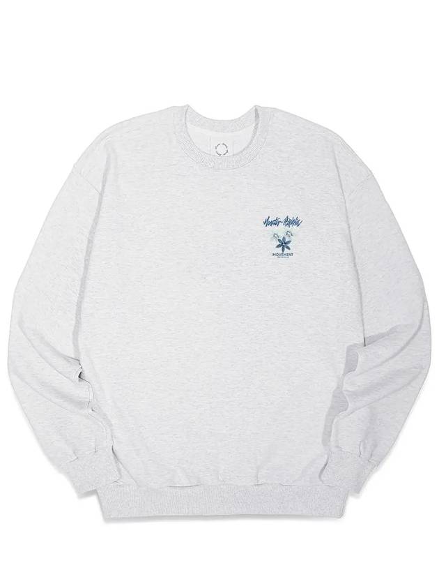 몬스터리퍼블릭 픽셀 플라워 맨투맨 인디고 블루 멜란지 그레이