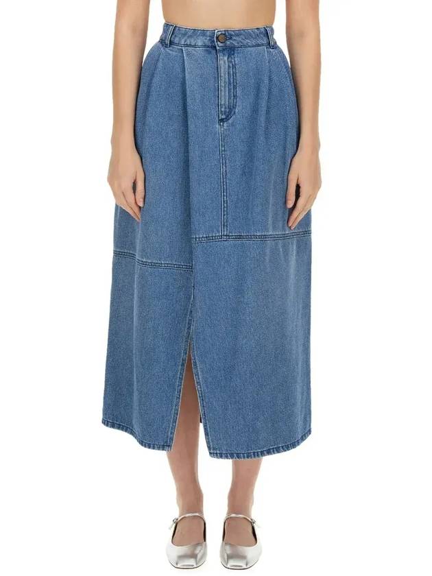 Alysi 슬릿 디테일 플리츠 데님 스커트 204004_P4020BDM