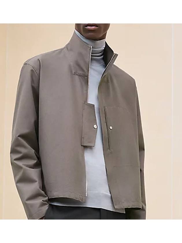 남성 에르메스 포셰 어 슈발 박시 핏 재킷 셔츠 카키그레이 40