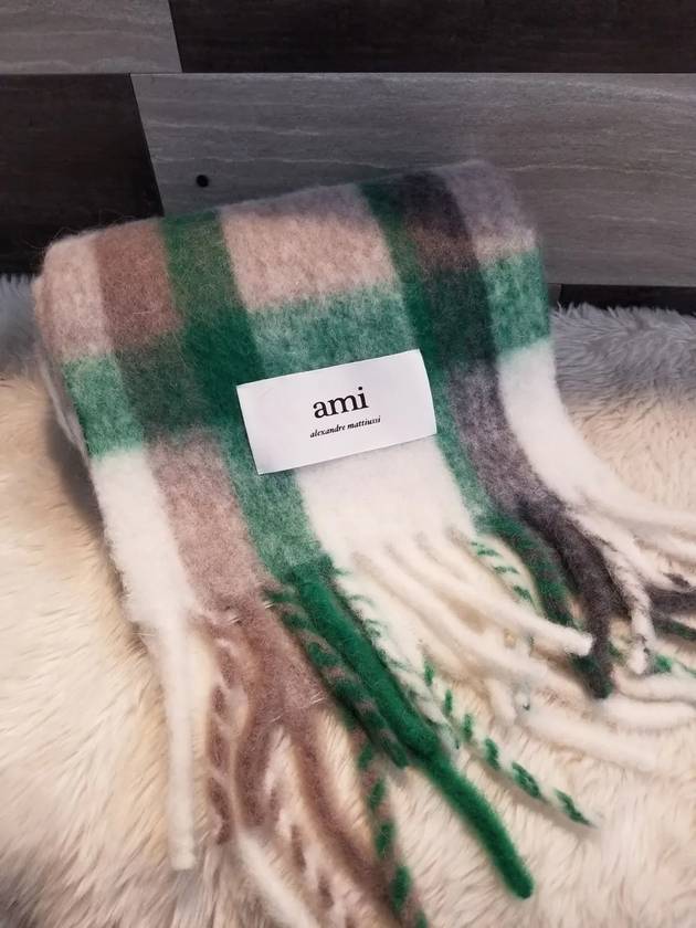 아미 로고패치 알파카 체크 머플러 남녀공용 H21A405335 314