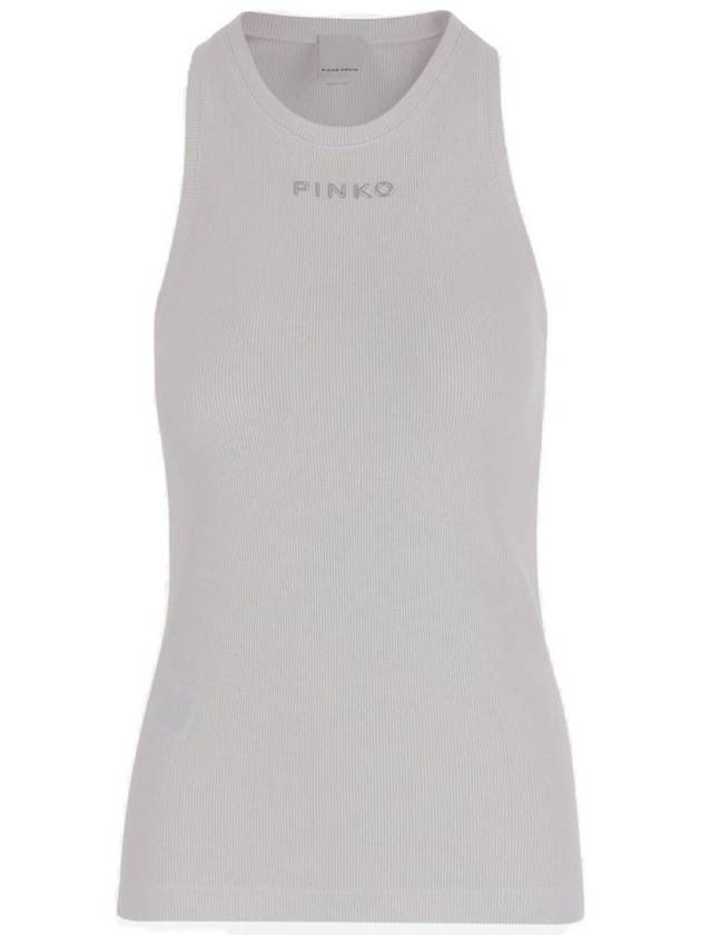 Pinko 로고 레터링 슬리브리스 탱크 탑