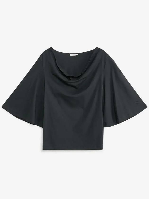 Malene Birger 드레이프 티셔츠 Q72365003100CottonOrganic_050BLACK