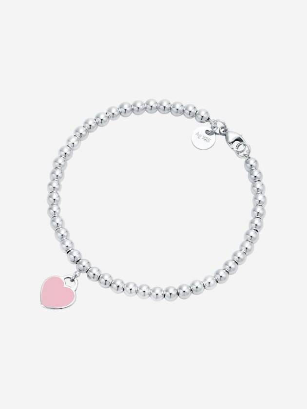 티파니 앤 코 리턴 투 티파니 핑크 하트 태그 비드 브레이슬릿 실버