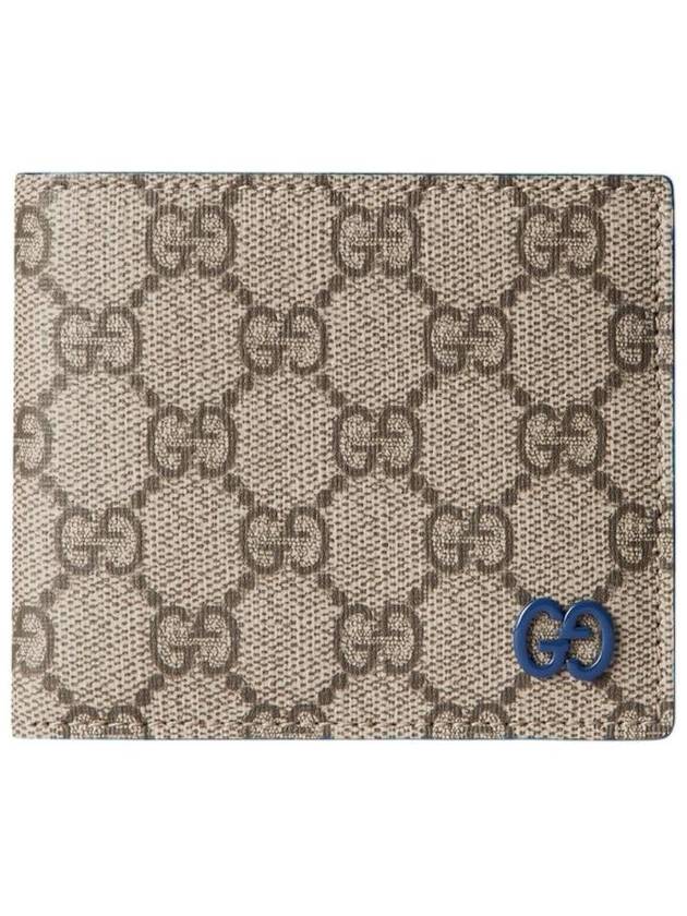 구찌 블루 인테리어 GG 바이폴드 월렛 베이지 다크 브라운 768243 FACQC 9441