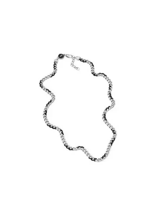디젤 Dx1499 투톤 스테인리스 스틸 체인 네크리스 블랙 Diesel Dx1499 Two Tone Stainless Steel Chain Necklace Black