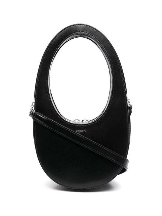 COPERNI 타원형 손잡이가 달린 블랙 모노크롬 미니 & 39 스와이프& 39 가죽 여성 백 COPBA38BIS405BLACK