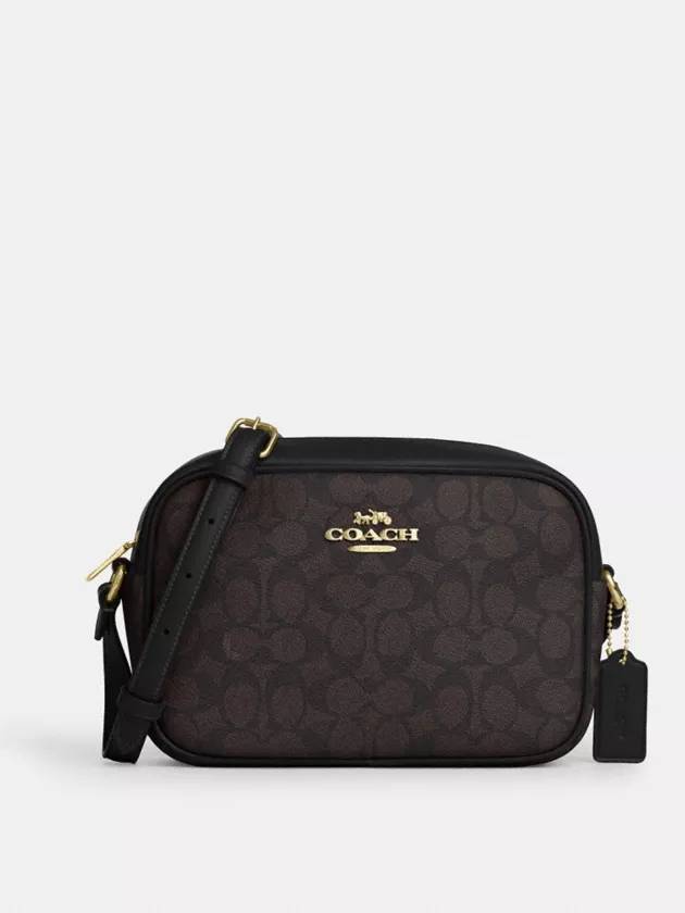 코치 제이미 카메라백 시그니처 캔버스 Gold Walnut Black