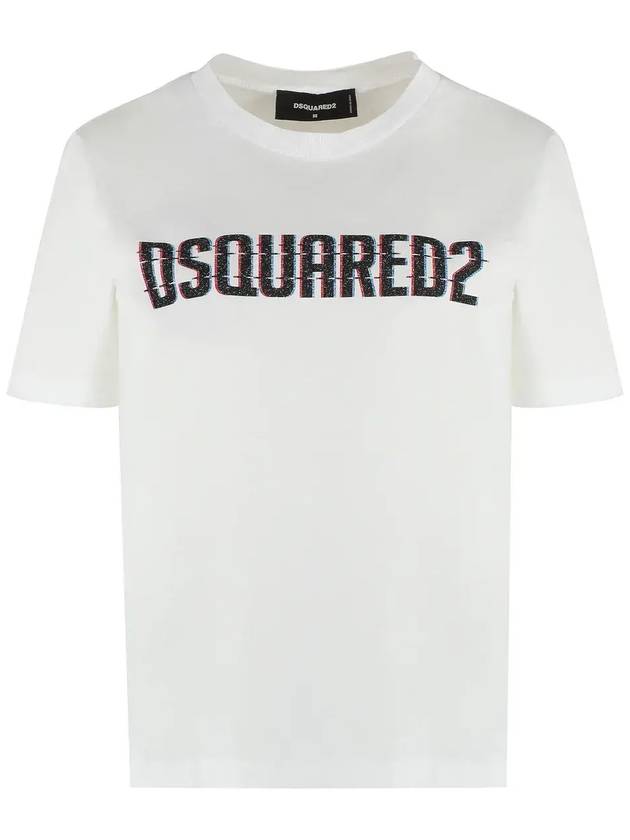 Dsquared2 로고 프린트 크루넥 티셔츠 S75GD0356S23009_100
