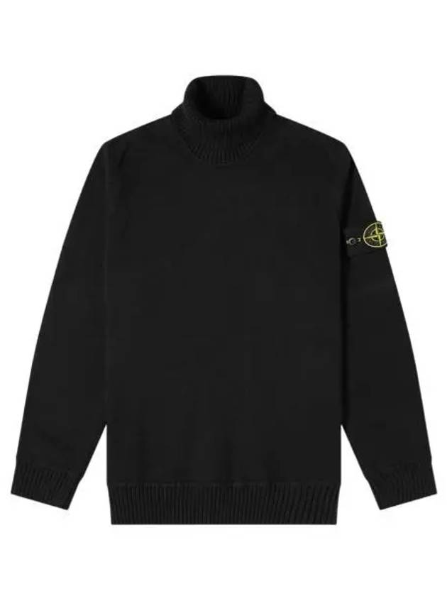 스톤 아일랜드 542A2 코튼 터틀넥 니트 블랙 21FW Stone Island 542A2 Cotton Turtleneck Knit Black 21FW