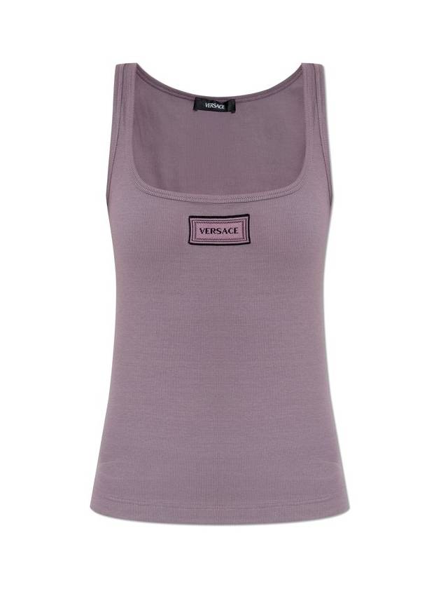 베르사체 로고 패치 리브 탱크 탑