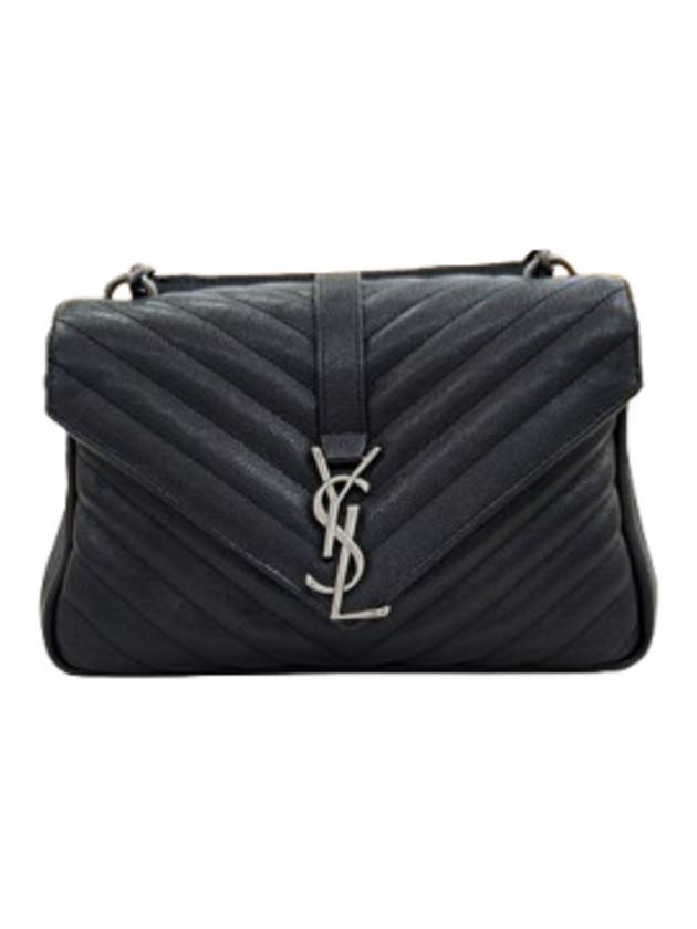 생로랑 컬리지 은장 미디움 레더 숄더백 600279