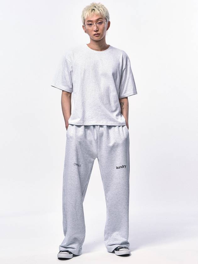 씨웨어 맨즈 크롭 반팔티 멜란지 화이트