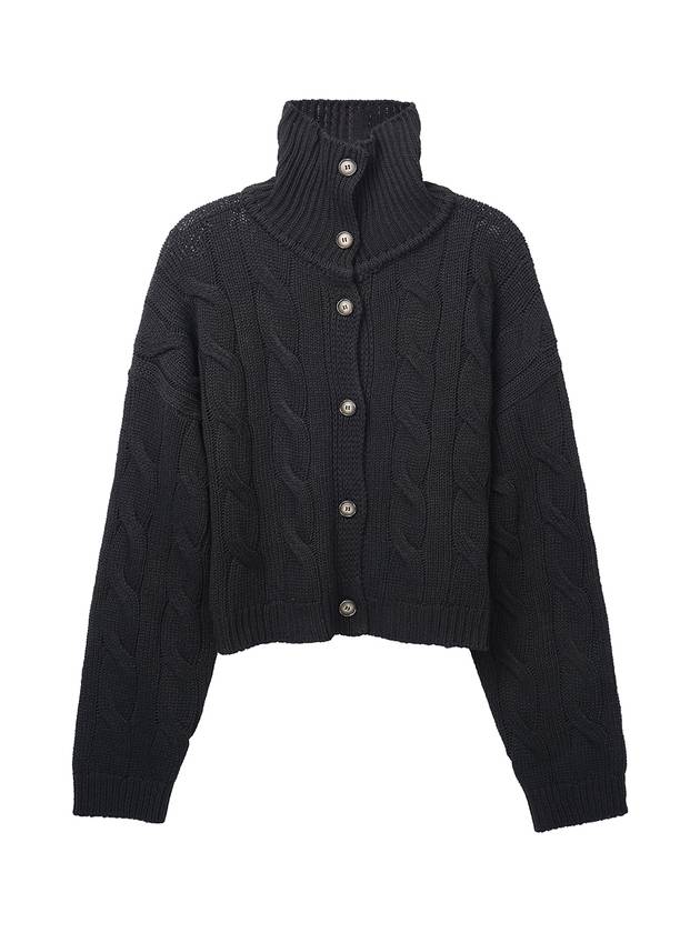 하이스쿨디스코 터틀넥 크롭 니트 가디건 블랙