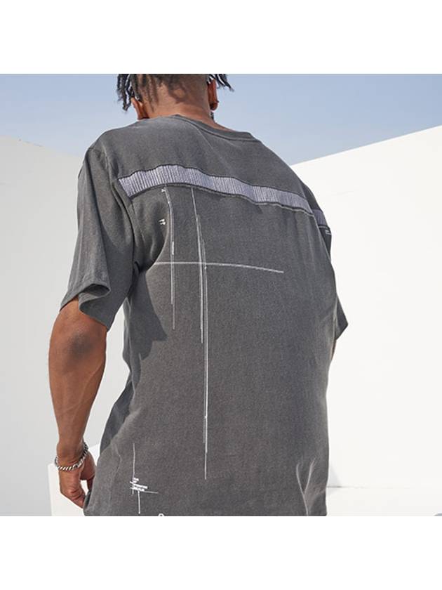 Pigment Back Point Printed Boxy T Charcoal