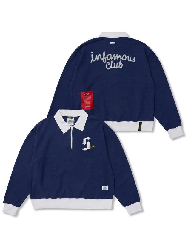 스티그마 Infamous Club Insideout Oversized Collar T shirts Navy