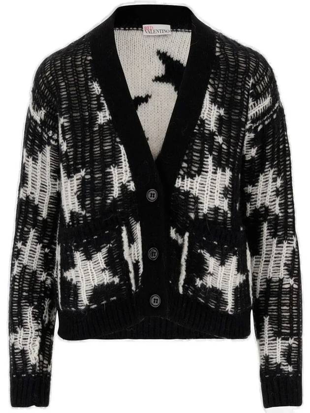 RED발렌티노 스타 인타르시아 니트 롱 슬리브 가디건 3R3KA05L6WE_0NA