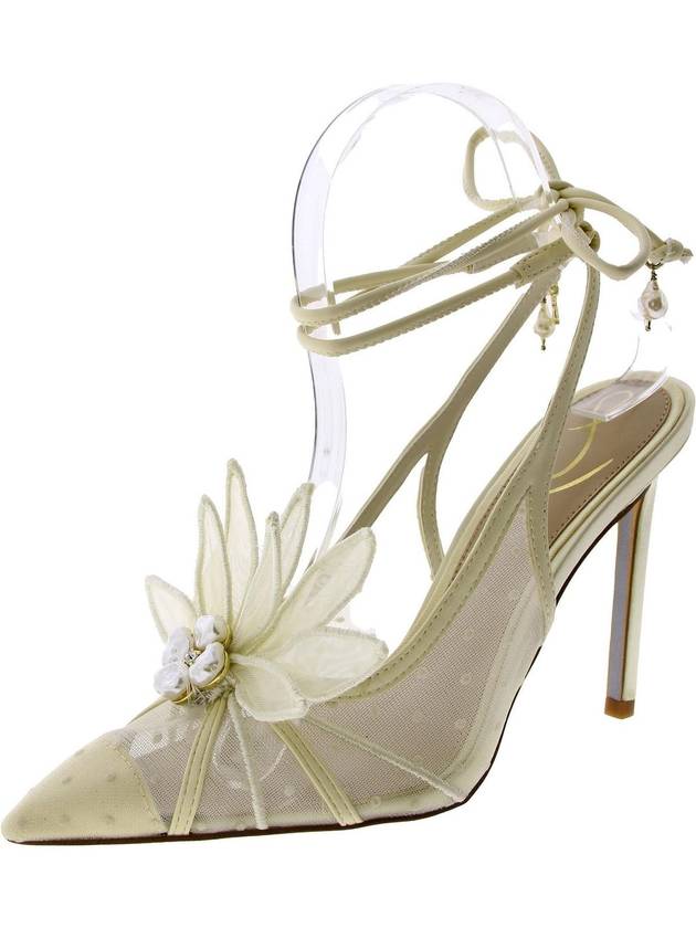 Aura 여성용 새틴 장식 슬링백 힐 Aura Womens Satin Embellished Slingback Heels