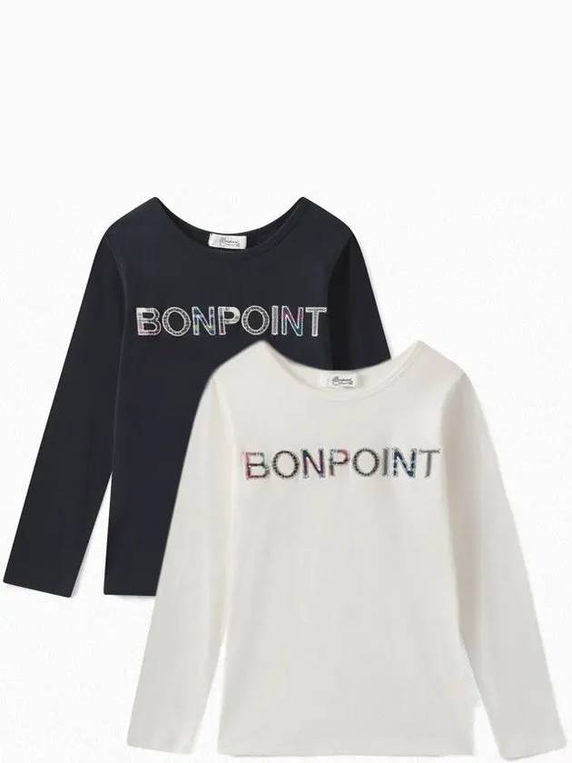 봉쁘앙 여아 면 긴팔 티셔츠 화이트 네이비 H20BTI3087TE 102 170