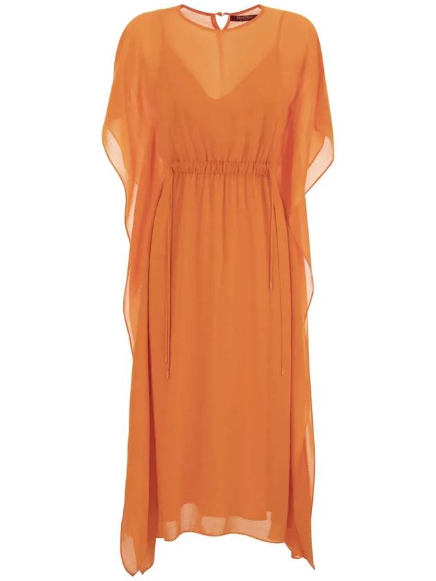 막스마라 스튜디오 캘린더 크루넥 롱 원피스 오렌지