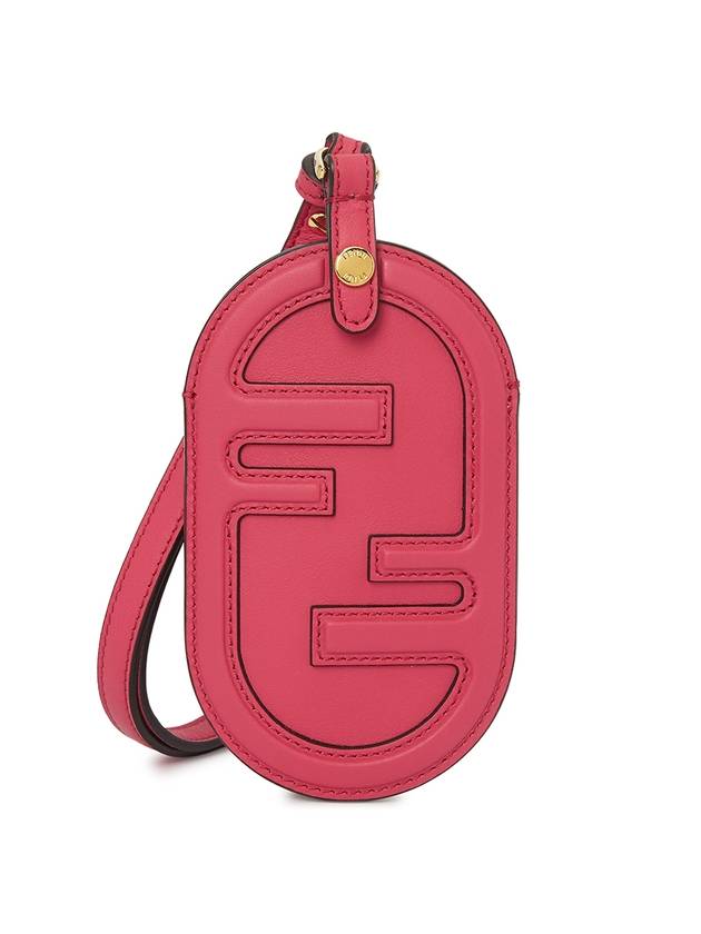 펜디 FF 로고 네임 스트랩 카드 지갑 핑크