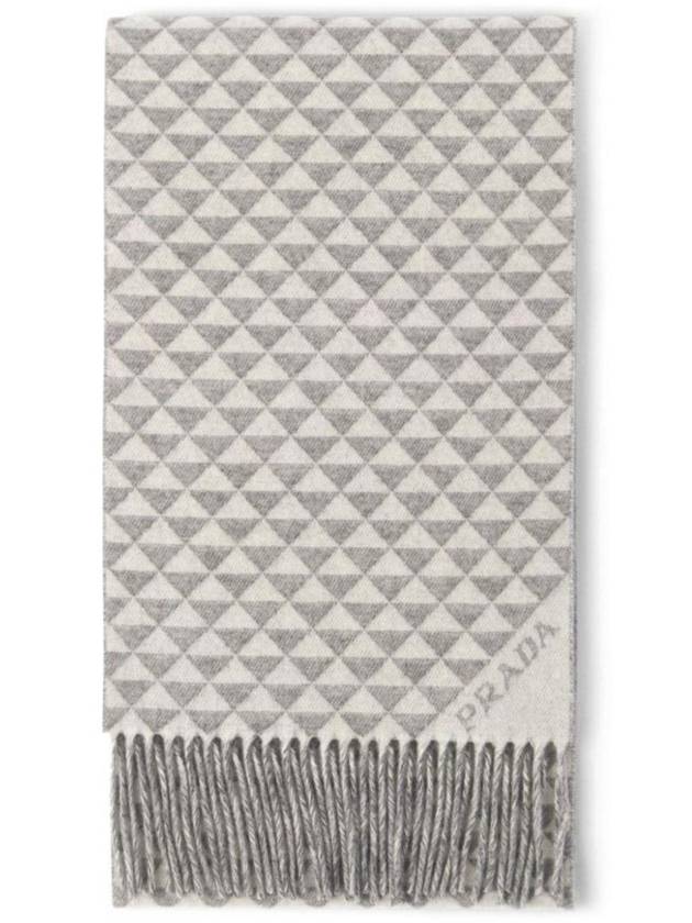 프라다 심볼 울 앤 캐시미어 스카프 그레이 화이트