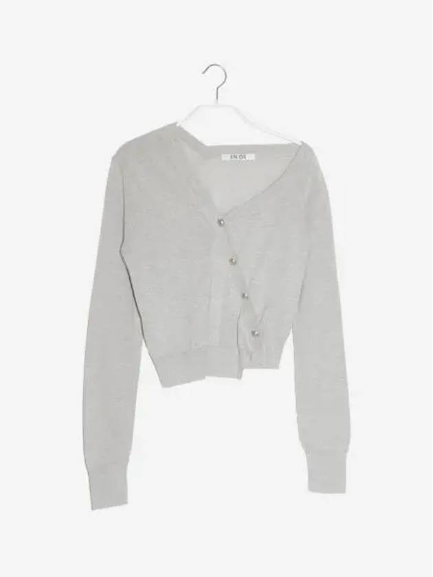 ENOR 엔오르 우먼 숄더 코튼 가디건 그레이 En Or Women Shoulder Cotton Cardigan Grey