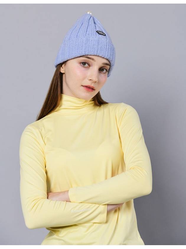 23FW 두유노우엠씨 여성 울 진주찡 장식 소프트 블루 비니 DO6232AC112