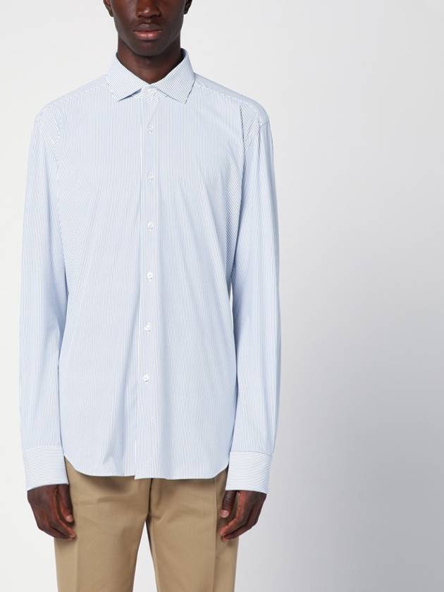 XACUS Striped blue poplin Active shirt