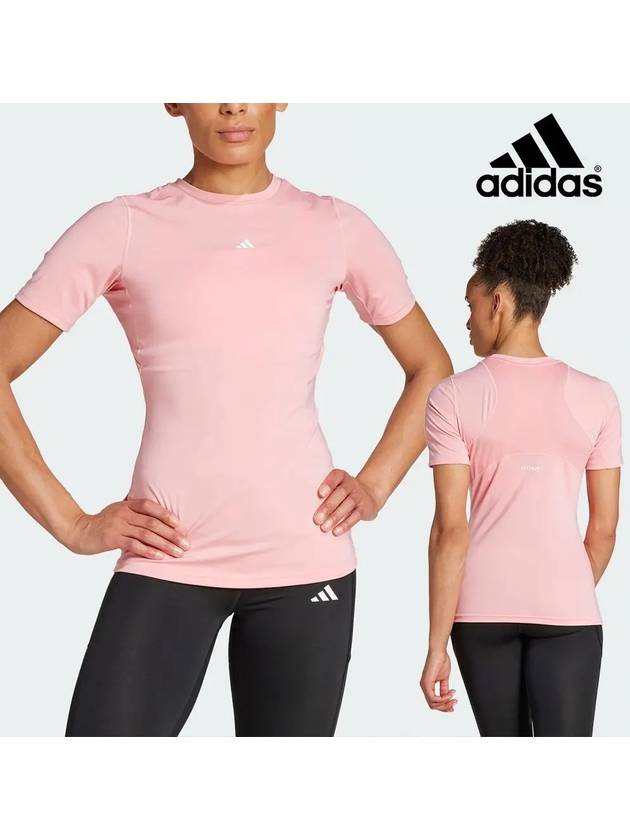 아디다스 반팔 여성 훈련 운동 테크핏 탑 티셔츠 세미핑크스파크