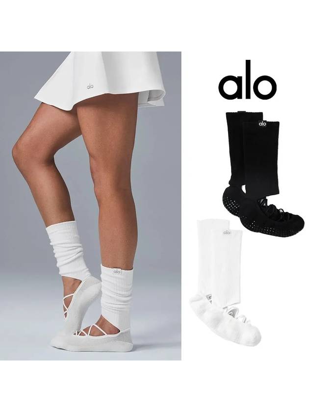 alo 알로 요가 스트래피 그립 삭스 양말 화이트 블랙